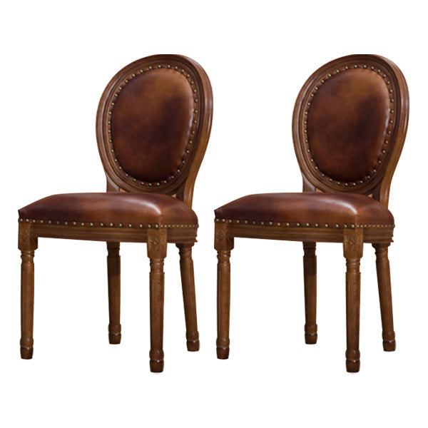 Farmhouse Dining Chair with Wood Legs King Louis Back Side Chair for Home Use Brown 2 Piece Set Clearhalo ' kitchen&dining_furn' 'Dining Chairs' 'Dining Tables & Seating' 'dining_chair' 'furn' 'furn_dining_chair' 'Furniture' 'furniture_dining_chair' 'Kitchen & Dining Furniture' 'kitchen' 3649814