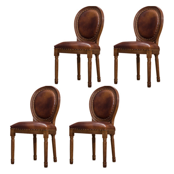 Farmhouse Dining Chair with Wood Legs King Louis Back Side Chair for Home Use Brown 4 Piece Set Clearhalo ' kitchen&dining_furn' 'Dining Chairs' 'Dining Tables & Seating' 'dining_chair' 'furn' 'furn_dining_chair' 'Furniture' 'furniture_dining_chair' 'Kitchen & Dining Furniture' 'kitchen' 3649816