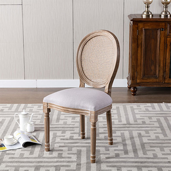 Farmhouse Dining Chair with Wood Legs King Louis Back Side Chair for Home Use Light Gray 1 Piece Clearhalo ' kitchen&dining_furn' 'Dining Chairs' 'Dining Tables & Seating' 'dining_chair' 'furn' 'furn_dining_chair' 'Furniture' 'furniture_dining_chair' 'Kitchen & Dining Furniture' 'kitchen' 3649831