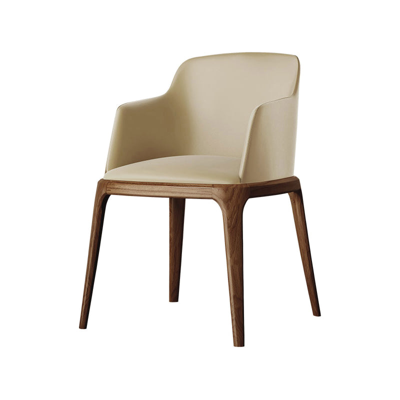 Contemporary Style Leather Chair Arm Parsons Chair with Wooden Legs for Dining Room Beige 1 Piece Clearhalo ' kitchen&dining_furn' 'Dining Chairs' 'Dining Tables & Seating' 'dining_chair' 'furn' 'furn_dining_chair' 'Furniture' 'furniture_dining_chair' 'Kitchen & Dining Furniture' 'kitchen' 3649838