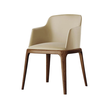 Contemporary Style Leather Chair Arm Parsons Chair with Wooden Legs for Dining Room Beige 1 Piece Clearhalo ' kitchen&dining_furn' 'Dining Chairs' 'Dining Tables & Seating' 'dining_chair' 'furn' 'furn_dining_chair' 'Furniture' 'furniture_dining_chair' 'Kitchen & Dining Furniture' 'kitchen' 3649838