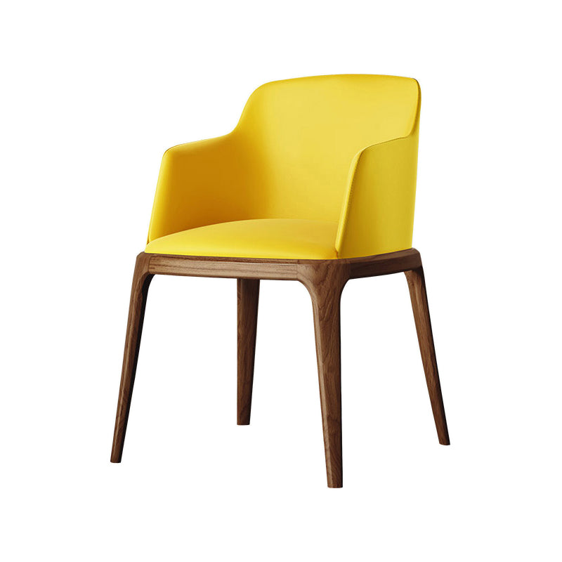 Contemporary Style Leather Chair Arm Parsons Chair with Wooden Legs for Dining Room Yellow 1 Piece Clearhalo ' kitchen&dining_furn' 'Dining Chairs' 'Dining Tables & Seating' 'dining_chair' 'furn' 'furn_dining_chair' 'Furniture' 'furniture_dining_chair' 'Kitchen & Dining Furniture' 'kitchen' 3649844