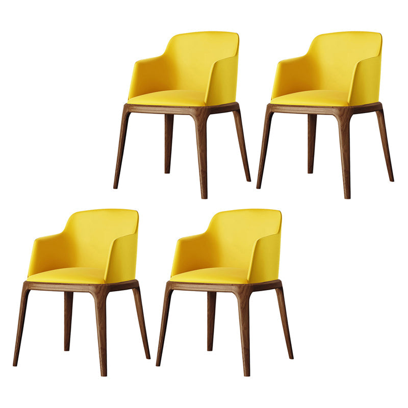 Contemporary Style Leather Chair Arm Parsons Chair with Wooden Legs for Dining Room Yellow 4 Piece Set Clearhalo ' kitchen&dining_furn' 'Dining Chairs' 'Dining Tables & Seating' 'dining_chair' 'furn' 'furn_dining_chair' 'Furniture' 'furniture_dining_chair' 'Kitchen & Dining Furniture' 'kitchen' 3649847