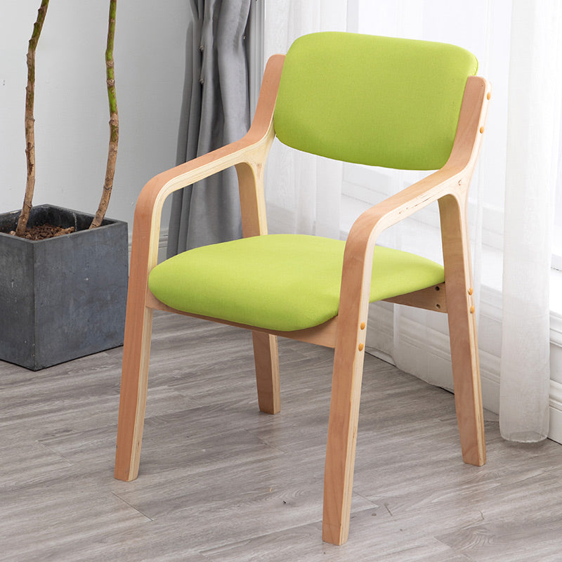 Scandinavian Home Arm Chair Wood Open Back Upholstered Dining Room Chair Fruit Green 1 Piece Clearhalo ' kitchen&dining_furn' 'Dining Chairs' 'Dining Tables & Seating' 'dining_chair' 'furn' 'furn_dining_chair' 'Furniture' 'furniture_dining_chair' 'Kitchen & Dining Furniture' 'kitchen' 3649854