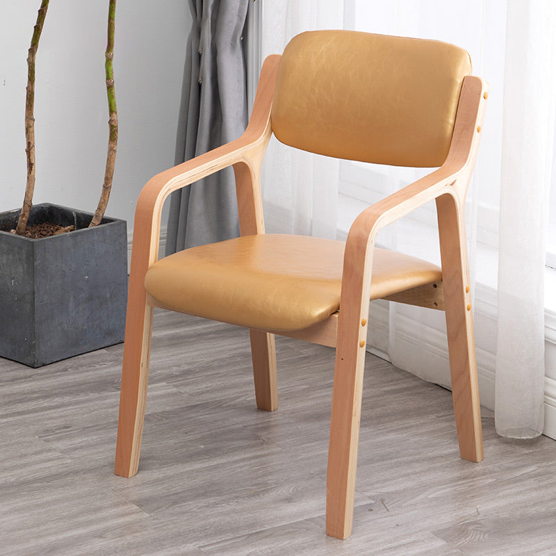 Scandinavian Home Arm Chair Wood Open Back Upholstered Dining Room Chair Brass Gold 1 Piece Clearhalo ' kitchen&dining_furn' 'Dining Chairs' 'Dining Tables & Seating' 'dining_chair' 'furn' 'furn_dining_chair' 'Furniture' 'furniture_dining_chair' 'Kitchen & Dining Furniture' 'kitchen' 3649859