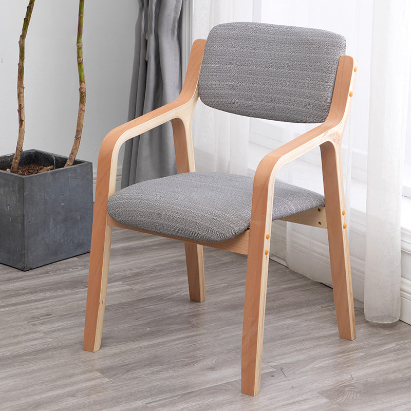 Scandinavian Home Arm Chair Wood Open Back Upholstered Dining Room Chair Grey 1 Piece Clearhalo ' kitchen&dining_furn' 'Dining Chairs' 'Dining Tables & Seating' 'dining_chair' 'furn' 'furn_dining_chair' 'Furniture' 'furniture_dining_chair' 'Kitchen & Dining Furniture' 'kitchen' 3649865