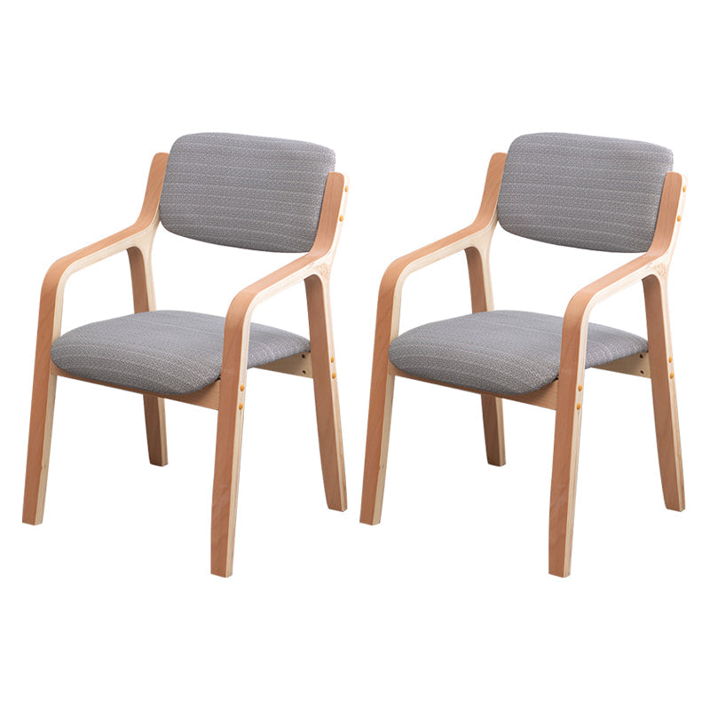 Scandinavian Home Arm Chair Wood Open Back Upholstered Dining Room Chair Grey 2 Piece Set Clearhalo ' kitchen&dining_furn' 'Dining Chairs' 'Dining Tables & Seating' 'dining_chair' 'furn' 'furn_dining_chair' 'Furniture' 'furniture_dining_chair' 'Kitchen & Dining Furniture' 'kitchen' 3649867