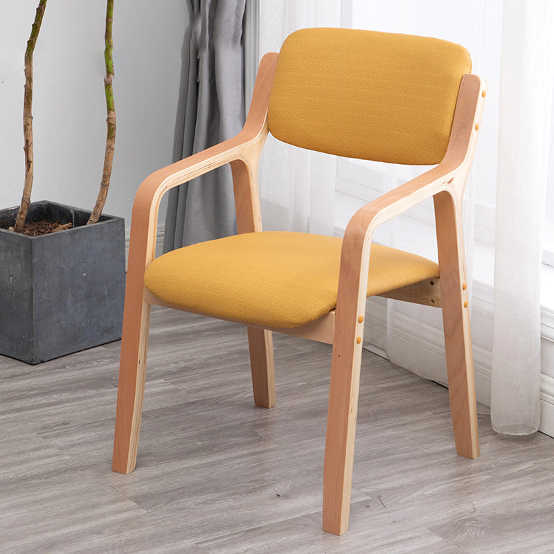 Scandinavian Home Arm Chair Wood Open Back Upholstered Dining Room Chair Yellow 1 Piece Clearhalo ' kitchen&dining_furn' 'Dining Chairs' 'Dining Tables & Seating' 'dining_chair' 'furn' 'furn_dining_chair' 'Furniture' 'furniture_dining_chair' 'Kitchen & Dining Furniture' 'kitchen' 3649871