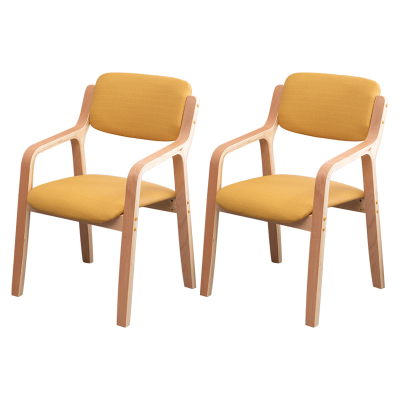 Scandinavian Home Arm Chair Wood Open Back Upholstered Dining Room Chair Yellow 2 Piece Set Clearhalo ' kitchen&dining_furn' 'Dining Chairs' 'Dining Tables & Seating' 'dining_chair' 'furn' 'furn_dining_chair' 'Furniture' 'furniture_dining_chair' 'Kitchen & Dining Furniture' 'kitchen' 3649874