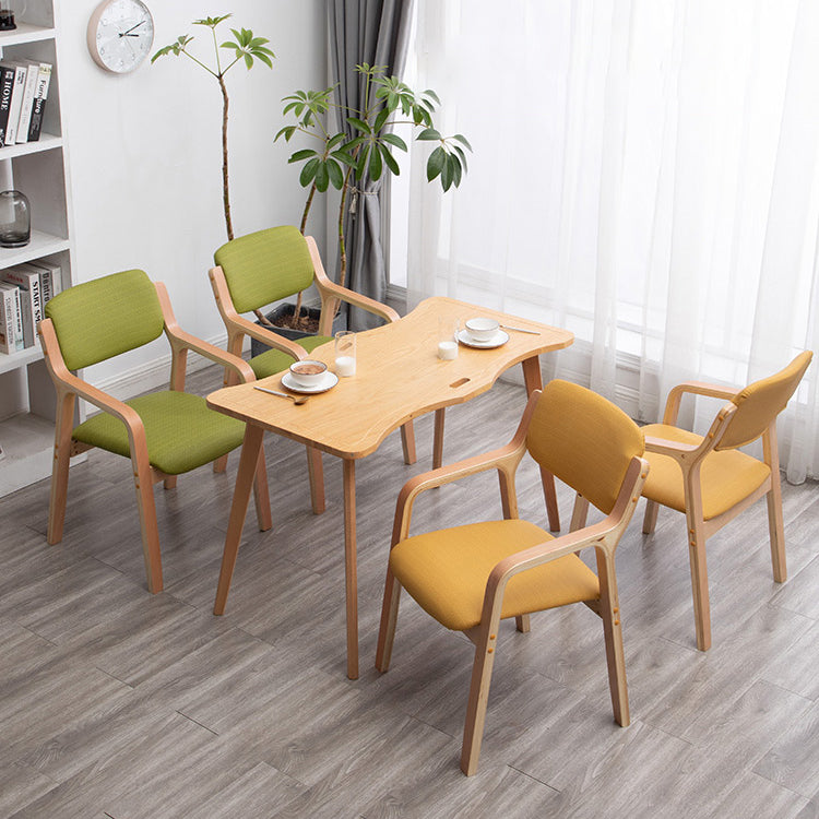 Scandinavian Home Arm Chair Wood Open Back Upholstered Dining Room Chair Clearhalo ' kitchen&dining_furn' 'Dining Chairs' 'Dining Tables & Seating' 'dining_chair' 'furn' 'furn_dining_chair' 'Furniture' 'furniture_dining_chair' 'Kitchen & Dining Furniture' 'kitchen' 3649875