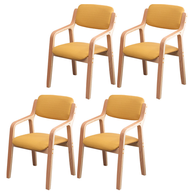 Scandinavian Home Arm Chair Wood Open Back Upholstered Dining Room Chair Yellow 4 Piece Set Clearhalo ' kitchen&dining_furn' 'Dining Chairs' 'Dining Tables & Seating' 'dining_chair' 'furn' 'furn_dining_chair' 'Furniture' 'furniture_dining_chair' 'Kitchen & Dining Furniture' 'kitchen' 3649876