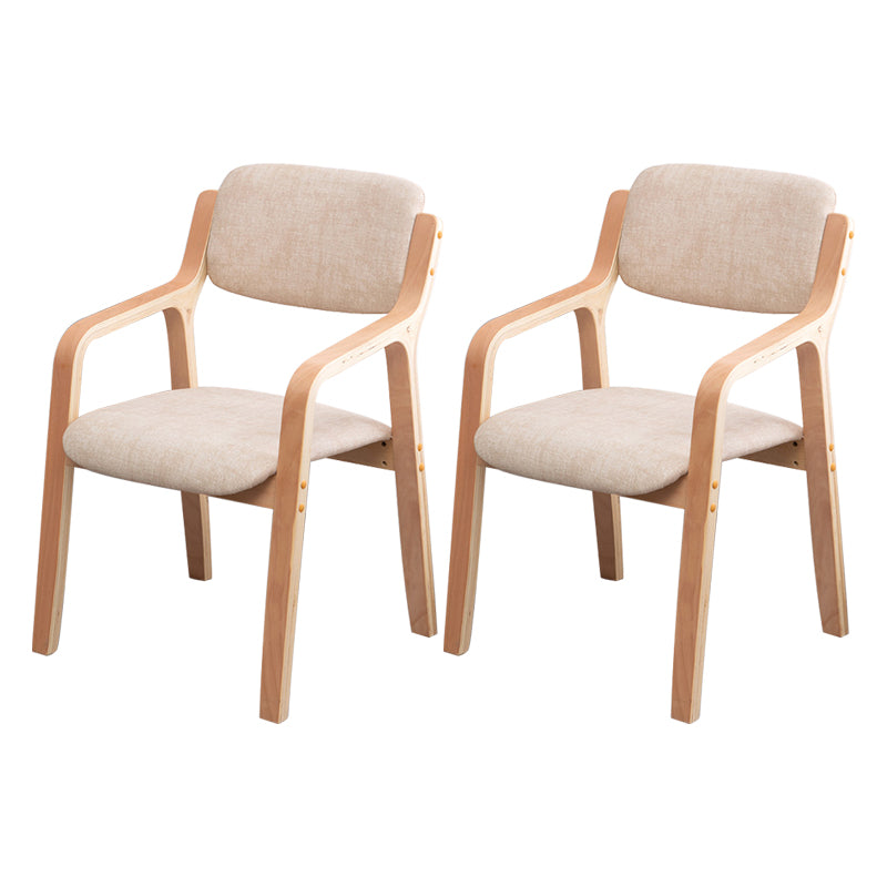 Scandinavian Home Arm Chair Wood Open Back Upholstered Dining Room Chair Khaki 2 Piece Set Clearhalo ' kitchen&dining_furn' 'Dining Chairs' 'Dining Tables & Seating' 'dining_chair' 'furn' 'furn_dining_chair' 'Furniture' 'furniture_dining_chair' 'Kitchen & Dining Furniture' 'kitchen' 3649878