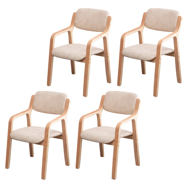 Scandinavian Home Arm Chair Wood Open Back Upholstered Dining Room Chair Khaki 4 Piece Set Clearhalo ' kitchen&dining_furn' 'Dining Chairs' 'Dining Tables & Seating' 'dining_chair' 'furn' 'furn_dining_chair' 'Furniture' 'furniture_dining_chair' 'Kitchen & Dining Furniture' 'kitchen' 3649879