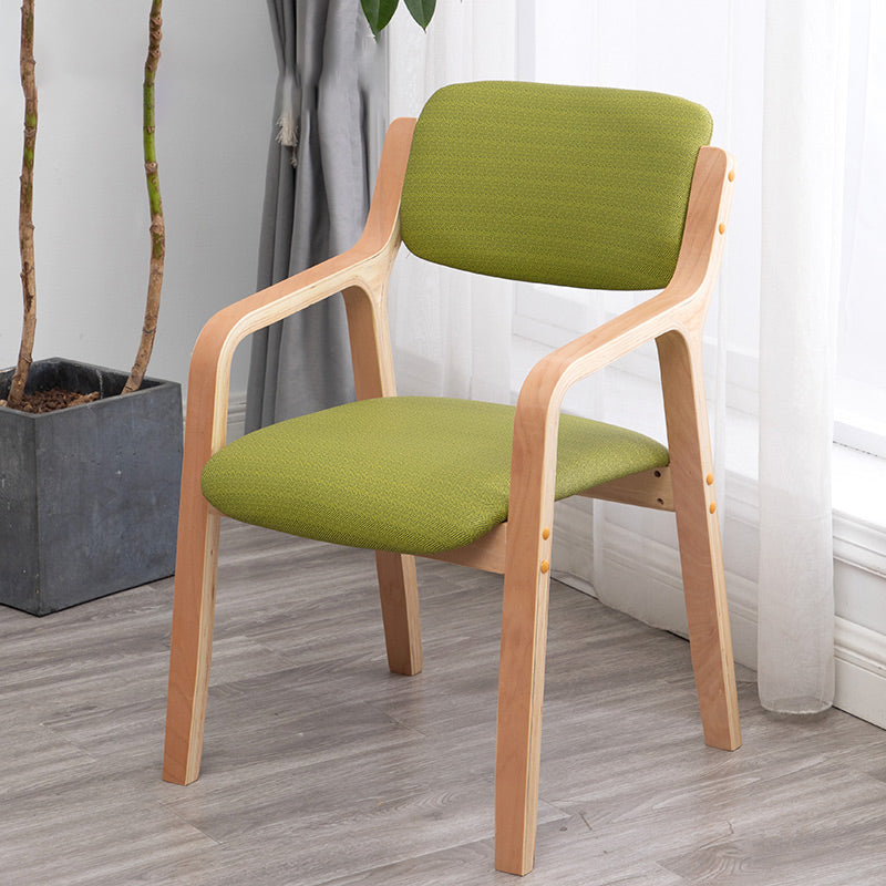 Scandinavian Home Arm Chair Wood Open Back Upholstered Dining Room Chair Dark Green 1 Piece Clearhalo ' kitchen&dining_furn' 'Dining Chairs' 'Dining Tables & Seating' 'dining_chair' 'furn' 'furn_dining_chair' 'Furniture' 'furniture_dining_chair' 'Kitchen & Dining Furniture' 'kitchen' 3649880