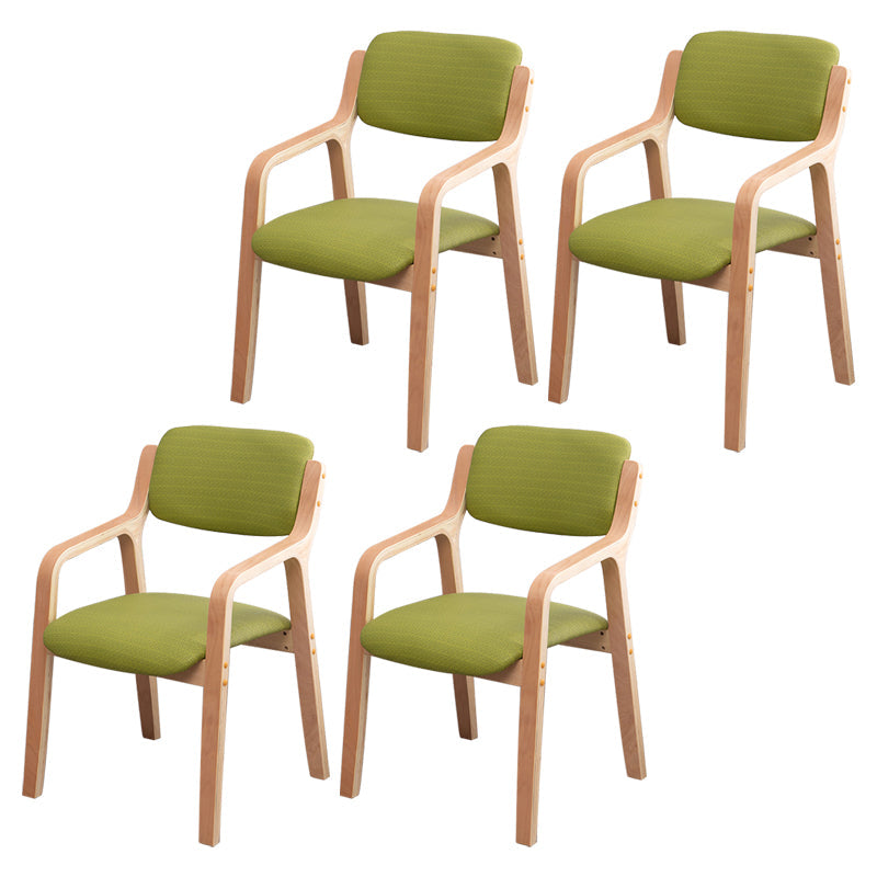 Scandinavian Home Arm Chair Wood Open Back Upholstered Dining Room Chair Dark Green 4 Piece Set Clearhalo ' kitchen&dining_furn' 'Dining Chairs' 'Dining Tables & Seating' 'dining_chair' 'furn' 'furn_dining_chair' 'Furniture' 'furniture_dining_chair' 'Kitchen & Dining Furniture' 'kitchen' 3649882