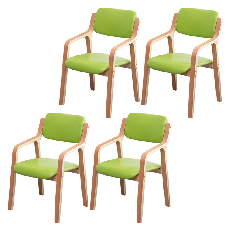 Scandinavian Home Arm Chair Wood Open Back Upholstered Dining Room Chair Green 4 Piece Set Clearhalo ' kitchen&dining_furn' 'Dining Chairs' 'Dining Tables & Seating' 'dining_chair' 'furn' 'furn_dining_chair' 'Furniture' 'furniture_dining_chair' 'Kitchen & Dining Furniture' 'kitchen' 3649885