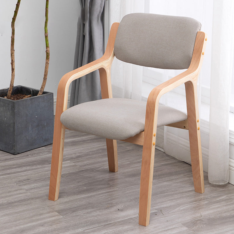 Scandinavian Home Arm Chair Wood Open Back Upholstered Dining Room Chair Light Gray 1 Piece Clearhalo ' kitchen&dining_furn' 'Dining Chairs' 'Dining Tables & Seating' 'dining_chair' 'furn' 'furn_dining_chair' 'Furniture' 'furniture_dining_chair' 'Kitchen & Dining Furniture' 'kitchen' 3649889
