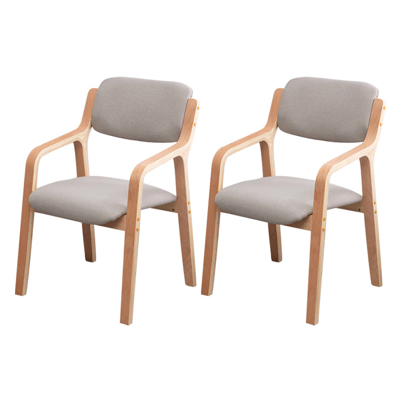 Scandinavian Home Arm Chair Wood Open Back Upholstered Dining Room Chair Light Gray 2 Piece Set Clearhalo ' kitchen&dining_furn' 'Dining Chairs' 'Dining Tables & Seating' 'dining_chair' 'furn' 'furn_dining_chair' 'Furniture' 'furniture_dining_chair' 'Kitchen & Dining Furniture' 'kitchen' 3649890