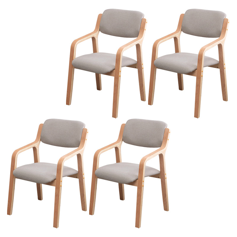 Scandinavian Home Arm Chair Wood Open Back Upholstered Dining Room Chair Light Gray 4 Piece Set Clearhalo ' kitchen&dining_furn' 'Dining Chairs' 'Dining Tables & Seating' 'dining_chair' 'furn' 'furn_dining_chair' 'Furniture' 'furniture_dining_chair' 'Kitchen & Dining Furniture' 'kitchen' 3649891
