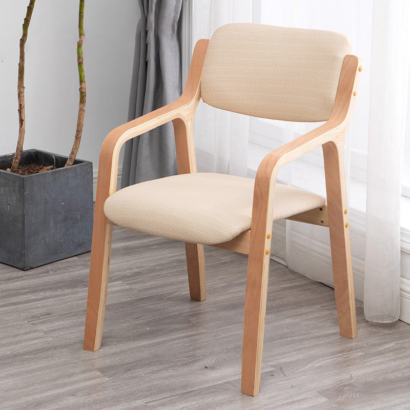 Scandinavian Home Arm Chair Wood Open Back Upholstered Dining Room Chair Off-White 1 Piece Clearhalo ' kitchen&dining_furn' 'Dining Chairs' 'Dining Tables & Seating' 'dining_chair' 'furn' 'furn_dining_chair' 'Furniture' 'furniture_dining_chair' 'Kitchen & Dining Furniture' 'kitchen' 3649892