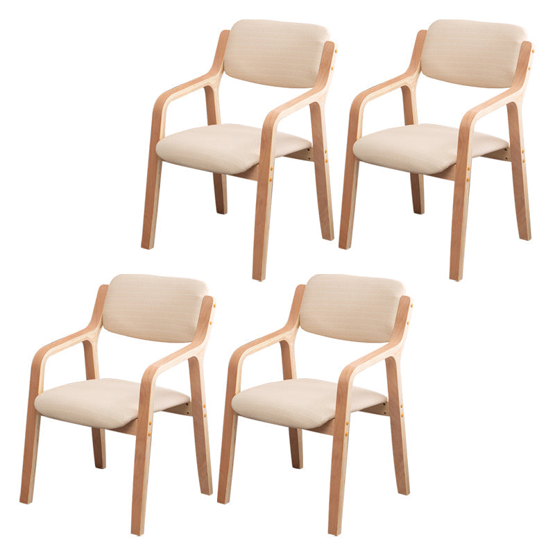 Scandinavian Home Arm Chair Wood Open Back Upholstered Dining Room Chair Off-White 4 Piece Set Clearhalo ' kitchen&dining_furn' 'Dining Chairs' 'Dining Tables & Seating' 'dining_chair' 'furn' 'furn_dining_chair' 'Furniture' 'furniture_dining_chair' 'Kitchen & Dining Furniture' 'kitchen' 3649894