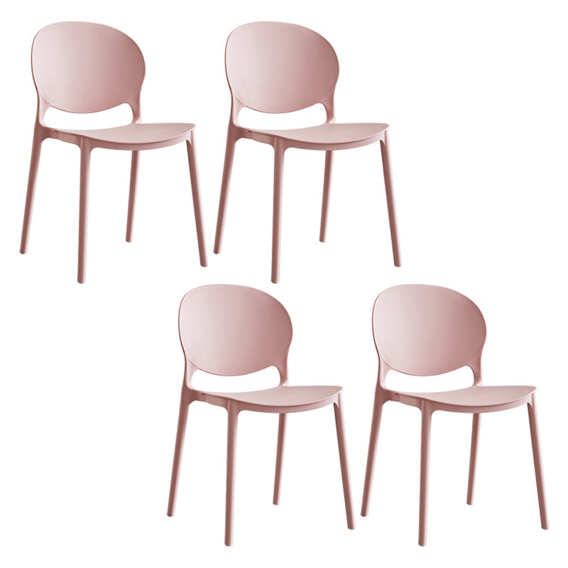 Modern Plastic Open Back Dining Side Chair 32"H Acrylic Dining Chair for Restaurant Pink 4 Piece Set Clearhalo ' kitchen&dining_furn' 'Dining Chairs' 'Dining Tables & Seating' 'dining_chair' 'furn' 'furn_dining_chair' 'Furniture' 'furniture_dining_chair' 'Kitchen & Dining Furniture' 'kitchen' 3649912