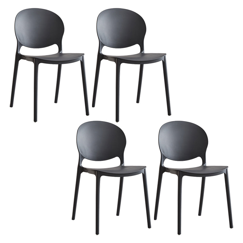 Modern Plastic Open Back Dining Side Chair 32"H Acrylic Dining Chair for Restaurant Black 4 Piece Set Clearhalo ' kitchen&dining_furn' 'Dining Chairs' 'Dining Tables & Seating' 'dining_chair' 'furn' 'furn_dining_chair' 'Furniture' 'furniture_dining_chair' 'Kitchen & Dining Furniture' 'kitchen' 3649916