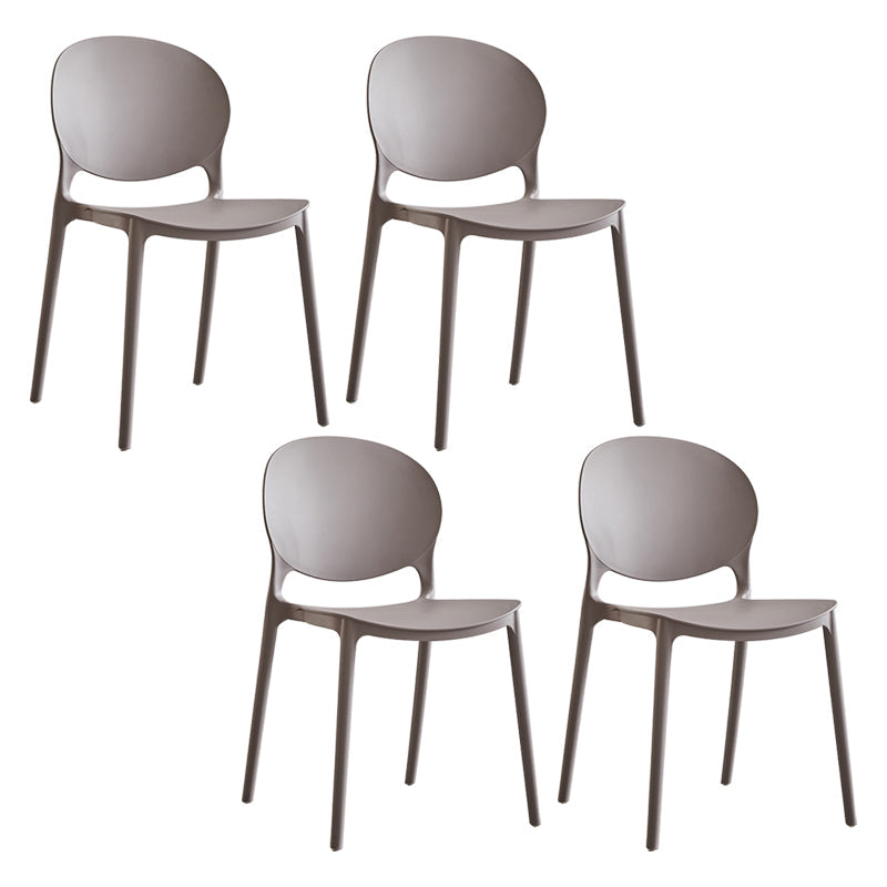 Modern Plastic Open Back Dining Side Chair 32"H Acrylic Dining Chair for Restaurant Grey 4 Piece Set Clearhalo ' kitchen&dining_furn' 'Dining Chairs' 'Dining Tables & Seating' 'dining_chair' 'furn' 'furn_dining_chair' 'Furniture' 'furniture_dining_chair' 'Kitchen & Dining Furniture' 'kitchen' 3649919