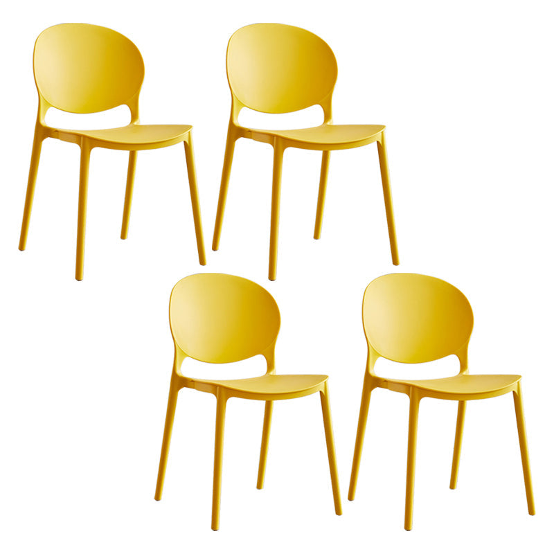 Modern Plastic Open Back Dining Side Chair 32"H Acrylic Dining Chair for Restaurant Yellow 4 Piece Set Clearhalo ' kitchen&dining_furn' 'Dining Chairs' 'Dining Tables & Seating' 'dining_chair' 'furn' 'furn_dining_chair' 'Furniture' 'furniture_dining_chair' 'Kitchen & Dining Furniture' 'kitchen' 3649931
