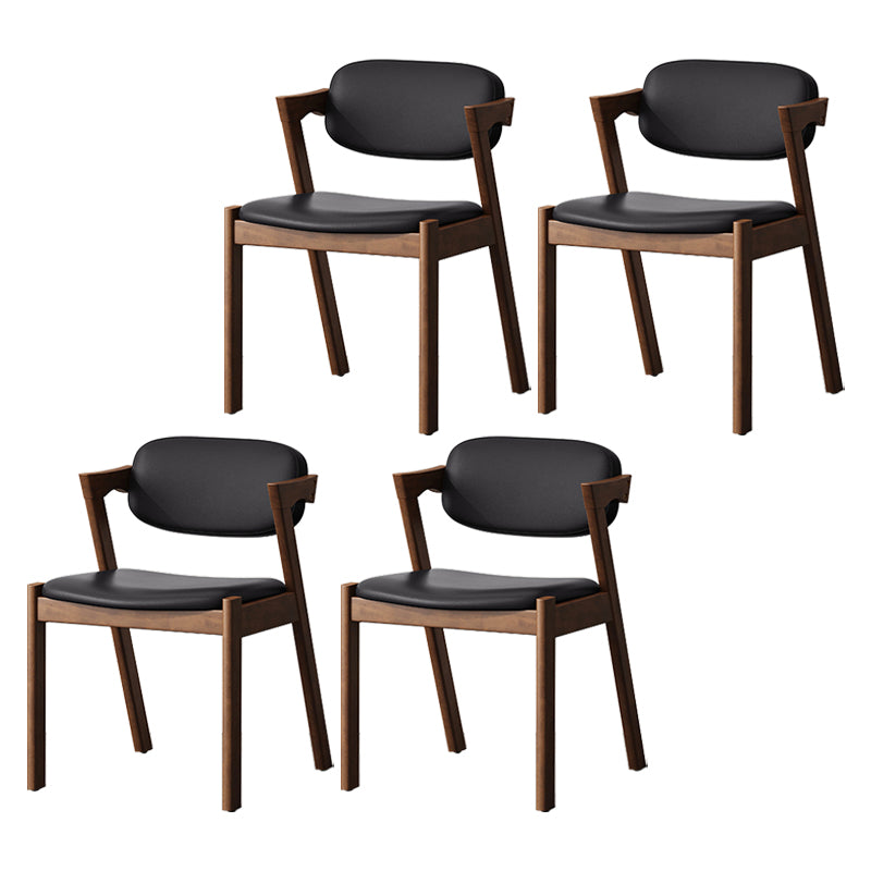 Contemporary Kitchen Solid Wood Dining Side Chair Opening Back Dining Side Chair Black 4 Piece Set Walnut Clearhalo ' kitchen&dining_furn' 'Dining Chairs' 'Dining Tables & Seating' 'dining_chair' 'furn' 'furn_dining_chair' 'Furniture' 'furniture_dining_chair' 'Kitchen & Dining Furniture' 'kitchen' 3649950