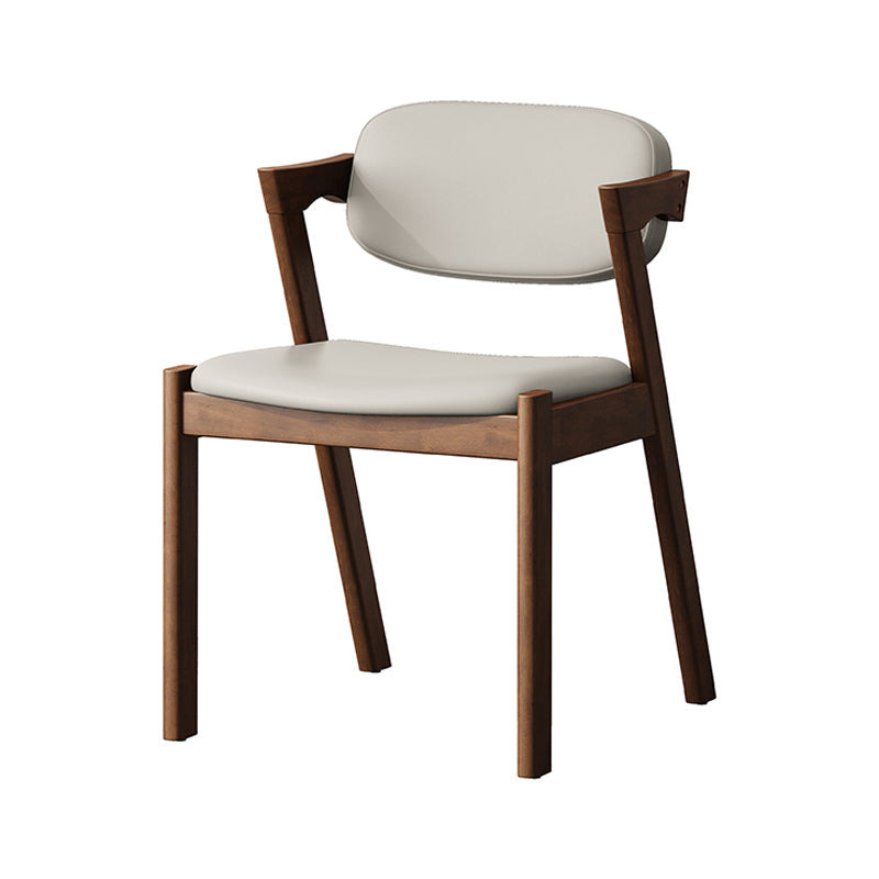 Contemporary Kitchen Solid Wood Dining Side Chair Opening Back Dining Side Chair Off-White 1 Piece Walnut Clearhalo ' kitchen&dining_furn' 'Dining Chairs' 'Dining Tables & Seating' 'dining_chair' 'furn' 'furn_dining_chair' 'Furniture' 'furniture_dining_chair' 'Kitchen & Dining Furniture' 'kitchen' 3649960