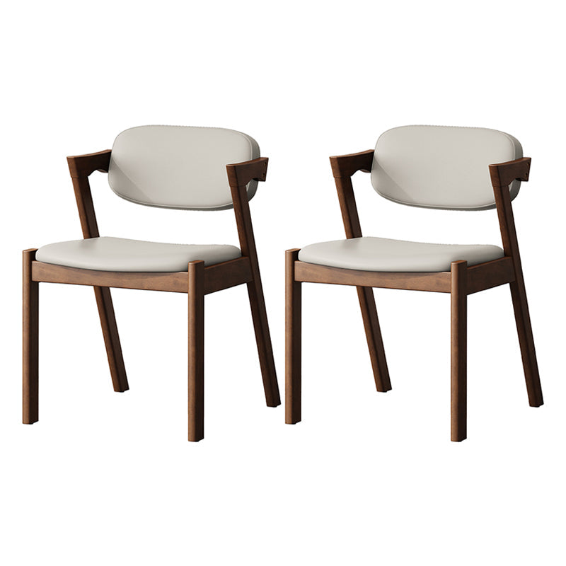Contemporary Kitchen Solid Wood Dining Side Chair Opening Back Dining Side Chair Off-White 2 Piece Set Walnut Clearhalo ' kitchen&dining_furn' 'Dining Chairs' 'Dining Tables & Seating' 'dining_chair' 'furn' 'furn_dining_chair' 'Furniture' 'furniture_dining_chair' 'Kitchen & Dining Furniture' 'kitchen' 3649961