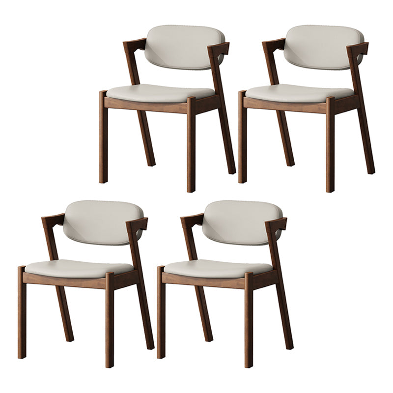 Contemporary Kitchen Solid Wood Dining Side Chair Opening Back Dining Side Chair Off-White 4 Piece Set Walnut Clearhalo ' kitchen&dining_furn' 'Dining Chairs' 'Dining Tables & Seating' 'dining_chair' 'furn' 'furn_dining_chair' 'Furniture' 'furniture_dining_chair' 'Kitchen & Dining Furniture' 'kitchen' 3649962
