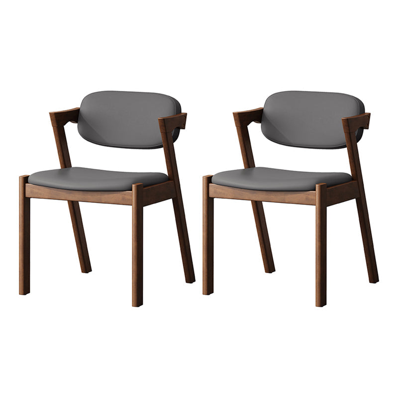 Contemporary Kitchen Solid Wood Dining Side Chair Opening Back Dining Side Chair Dark Gray 2 Piece Set Walnut Clearhalo ' kitchen&dining_furn' 'Dining Chairs' 'Dining Tables & Seating' 'dining_chair' 'furn' 'furn_dining_chair' 'Furniture' 'furniture_dining_chair' 'Kitchen & Dining Furniture' 'kitchen' 3649964