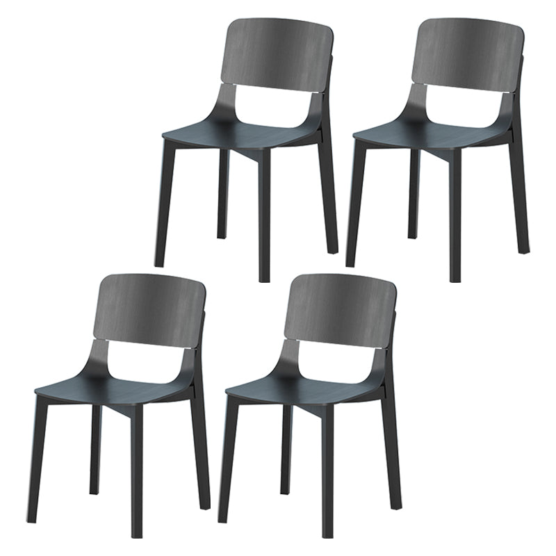 Nordic Style Solid Wood Dining Room Chair Armless Open Back Dining Side Chair for Home Use Black 4 Piece Set Clearhalo ' kitchen&dining_furn' 'Dining Chairs' 'Dining Tables & Seating' 'dining_chair' 'furn' 'furn_dining_chair' 'Furniture' 'furniture_dining_chair' 'Kitchen & Dining Furniture' 'kitchen' 3649972