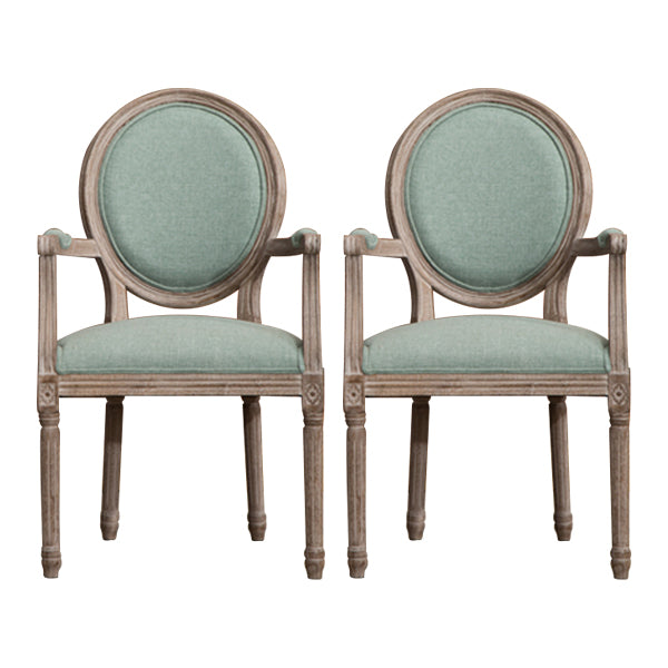 Farmhouse Dining Arm Chair with Wood Legs King Louis Back Side Chair for Home Use Green 2 Piece Set Clearhalo ' kitchen&dining_furn' 'Dining Chairs' 'Dining Tables & Seating' 'dining_chair' 'furn' 'furn_dining_chair' 'Furniture' 'furniture_dining_chair' 'Kitchen & Dining Furniture' 'kitchen' 3649981