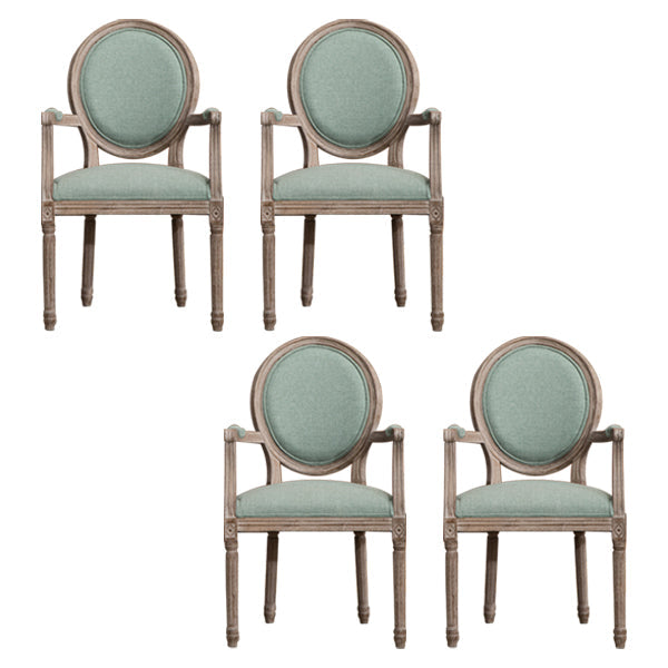 Farmhouse Dining Arm Chair with Wood Legs King Louis Back Side Chair for Home Use Green 4 Piece Set Clearhalo ' kitchen&dining_furn' 'Dining Chairs' 'Dining Tables & Seating' 'dining_chair' 'furn' 'furn_dining_chair' 'Furniture' 'furniture_dining_chair' 'Kitchen & Dining Furniture' 'kitchen' 3649982