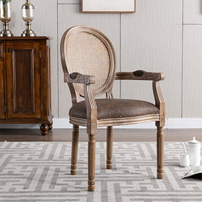 Farmhouse Dining Arm Chair with Wood Legs King Louis Back Side Chair for Home Use Coffee 1 Piece Clearhalo ' kitchen&dining_furn' 'Dining Chairs' 'Dining Tables & Seating' 'dining_chair' 'furn' 'furn_dining_chair' 'Furniture' 'furniture_dining_chair' 'Kitchen & Dining Furniture' 'kitchen' 3649985