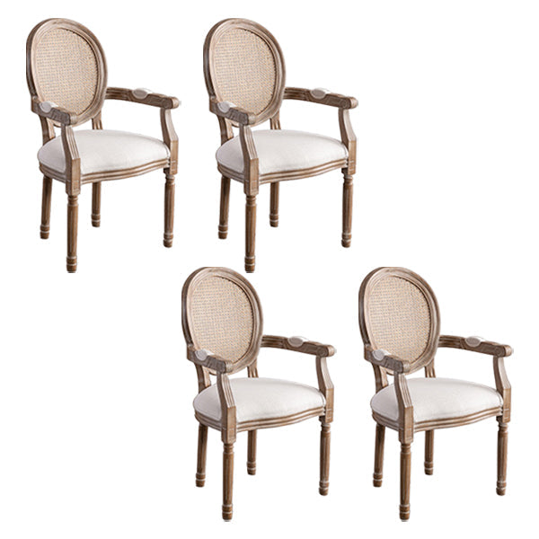 Farmhouse Dining Arm Chair with Wood Legs King Louis Back Side Chair for Home Use Off-White 4 Piece Set Clearhalo ' kitchen&dining_furn' 'Dining Chairs' 'Dining Tables & Seating' 'dining_chair' 'furn' 'furn_dining_chair' 'Furniture' 'furniture_dining_chair' 'Kitchen & Dining Furniture' 'kitchen' 3649986