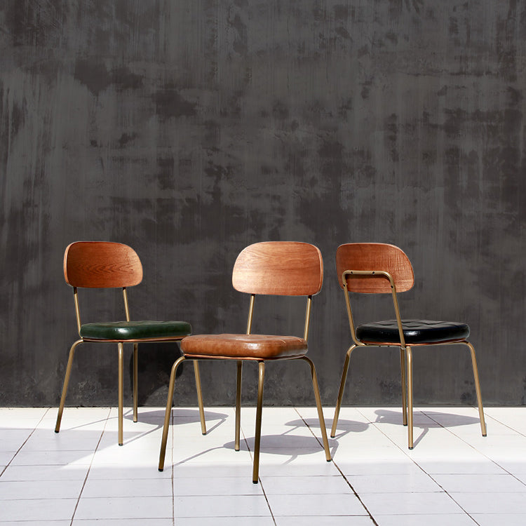 Industrial Style Leather Dining Side Chair Dining Room Open Back Side Chair Set Clearhalo ' kitchen&dining_furn' 'Dining Chairs' 'Dining Tables & Seating' 'dining_chair' 'furn' 'furn_dining_chair' 'Furniture' 'furniture_dining_chair' 'Kitchen & Dining Furniture' 'kitchen' 3649992