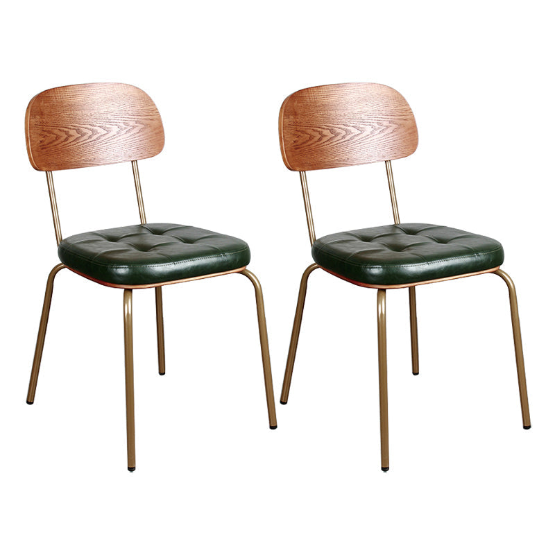 Industrial Style Leather Dining Side Chair Dining Room Open Back Side Chair Set Green 2 Piece Set Clearhalo ' kitchen&dining_furn' 'Dining Chairs' 'Dining Tables & Seating' 'dining_chair' 'furn' 'furn_dining_chair' 'Furniture' 'furniture_dining_chair' 'Kitchen & Dining Furniture' 'kitchen' 3649994