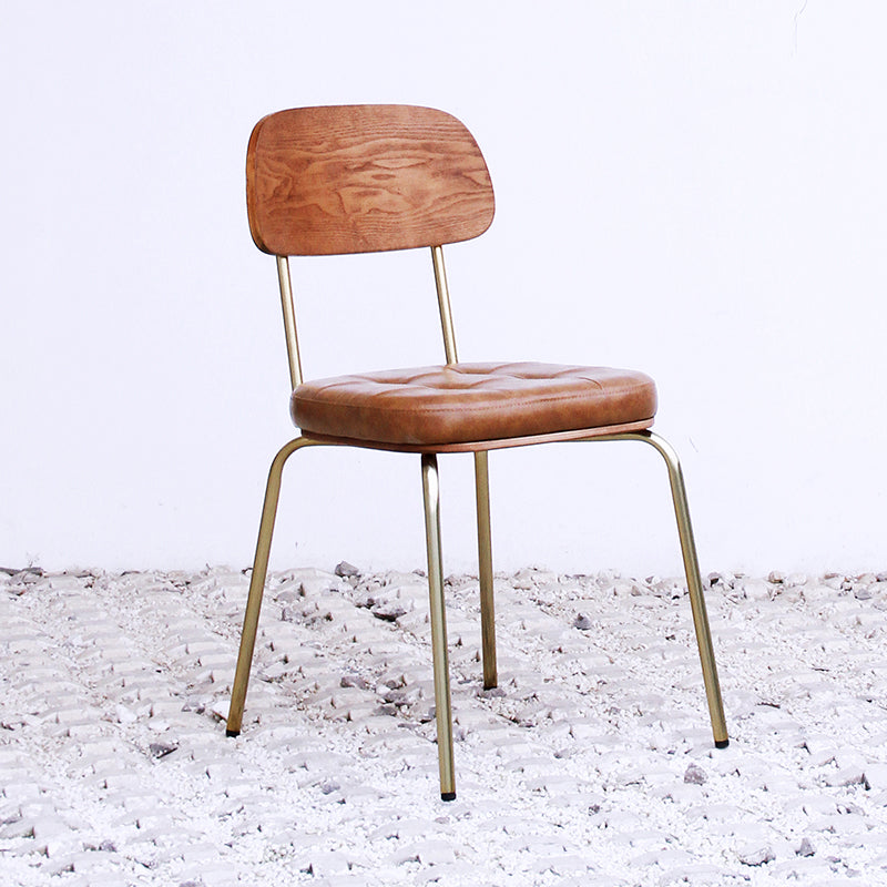 Industrial Style Leather Dining Side Chair Dining Room Open Back Side Chair Set Brown 1 Piece Clearhalo ' kitchen&dining_furn' 'Dining Chairs' 'Dining Tables & Seating' 'dining_chair' 'furn' 'furn_dining_chair' 'Furniture' 'furniture_dining_chair' 'Kitchen & Dining Furniture' 'kitchen' 3649998