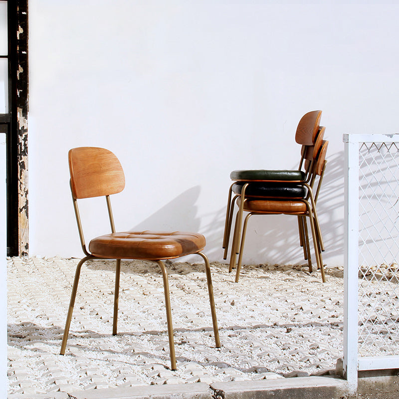 Industrial Style Leather Dining Side Chair Dining Room Open Back Side Chair Set Clearhalo ' kitchen&dining_furn' 'Dining Chairs' 'Dining Tables & Seating' 'dining_chair' 'furn' 'furn_dining_chair' 'Furniture' 'furniture_dining_chair' 'Kitchen & Dining Furniture' 'kitchen' 3649999