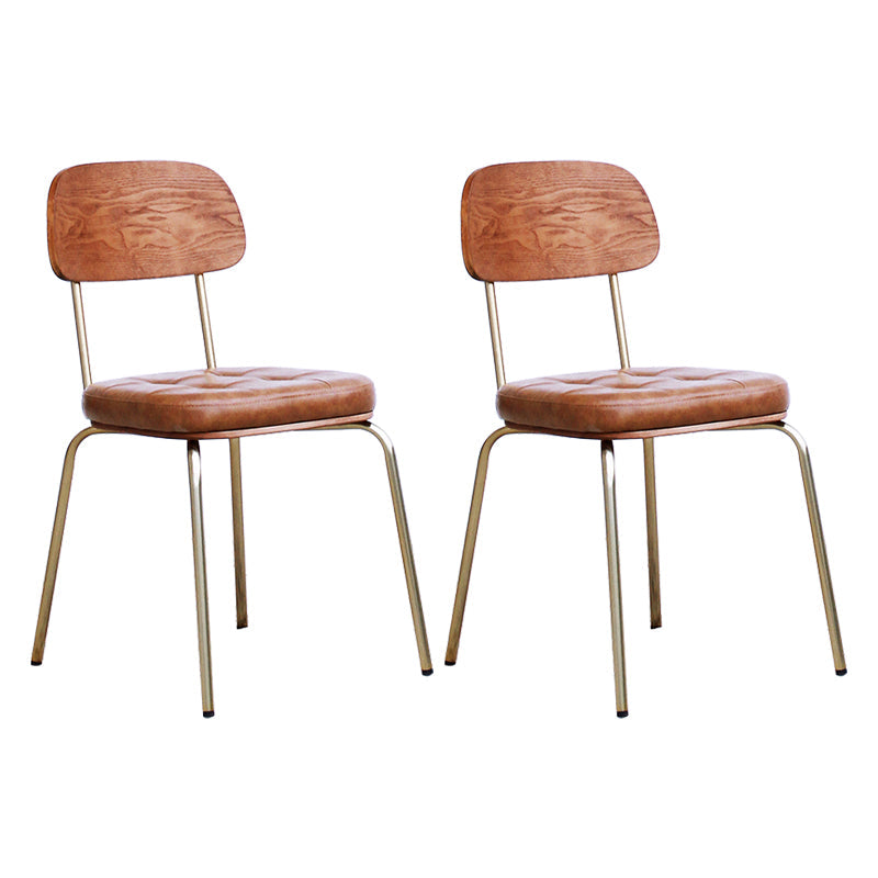 Industrial Style Leather Dining Side Chair Dining Room Open Back Side Chair Set Brown 2 Piece Set Clearhalo ' kitchen&dining_furn' 'Dining Chairs' 'Dining Tables & Seating' 'dining_chair' 'furn' 'furn_dining_chair' 'Furniture' 'furniture_dining_chair' 'Kitchen & Dining Furniture' 'kitchen' 3650000