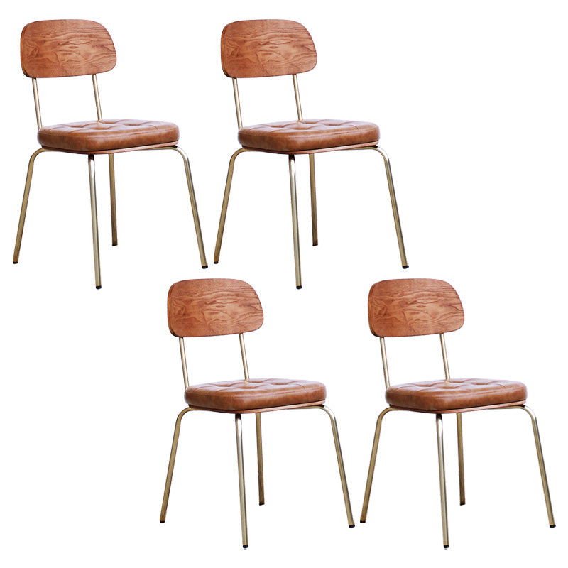 Industrial Style Leather Dining Side Chair Dining Room Open Back Side Chair Set Brown 4 Piece Set Clearhalo ' kitchen&dining_furn' 'Dining Chairs' 'Dining Tables & Seating' 'dining_chair' 'furn' 'furn_dining_chair' 'Furniture' 'furniture_dining_chair' 'Kitchen & Dining Furniture' 'kitchen' 3650002