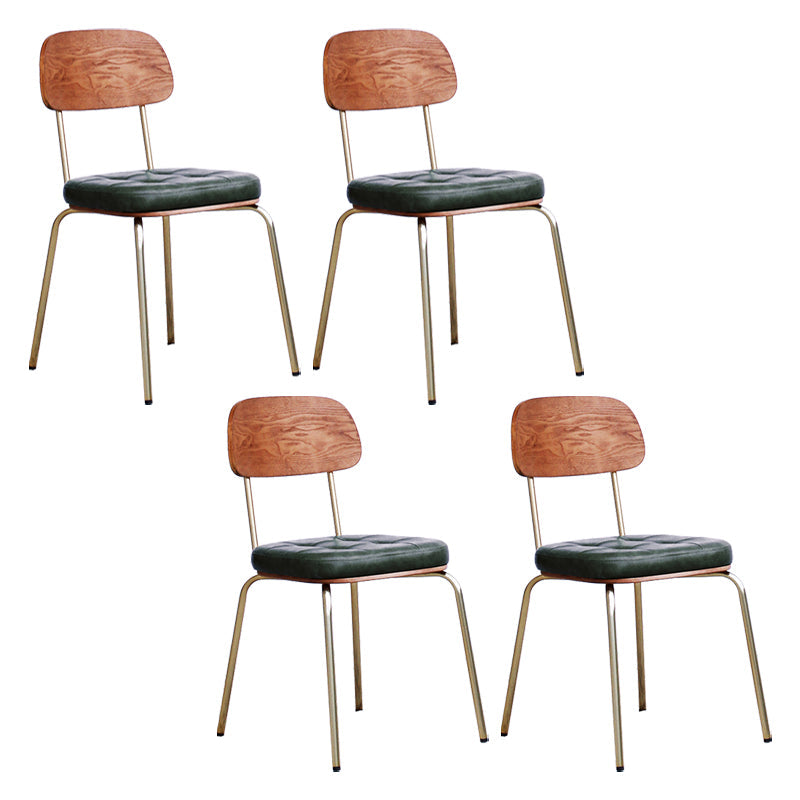 Industrial Style Leather Dining Side Chair Dining Room Open Back Side Chair Set Army Green 4 Piece Set Clearhalo ' kitchen&dining_furn' 'Dining Chairs' 'Dining Tables & Seating' 'dining_chair' 'furn' 'furn_dining_chair' 'Furniture' 'furniture_dining_chair' 'Kitchen & Dining Furniture' 'kitchen' 3650009