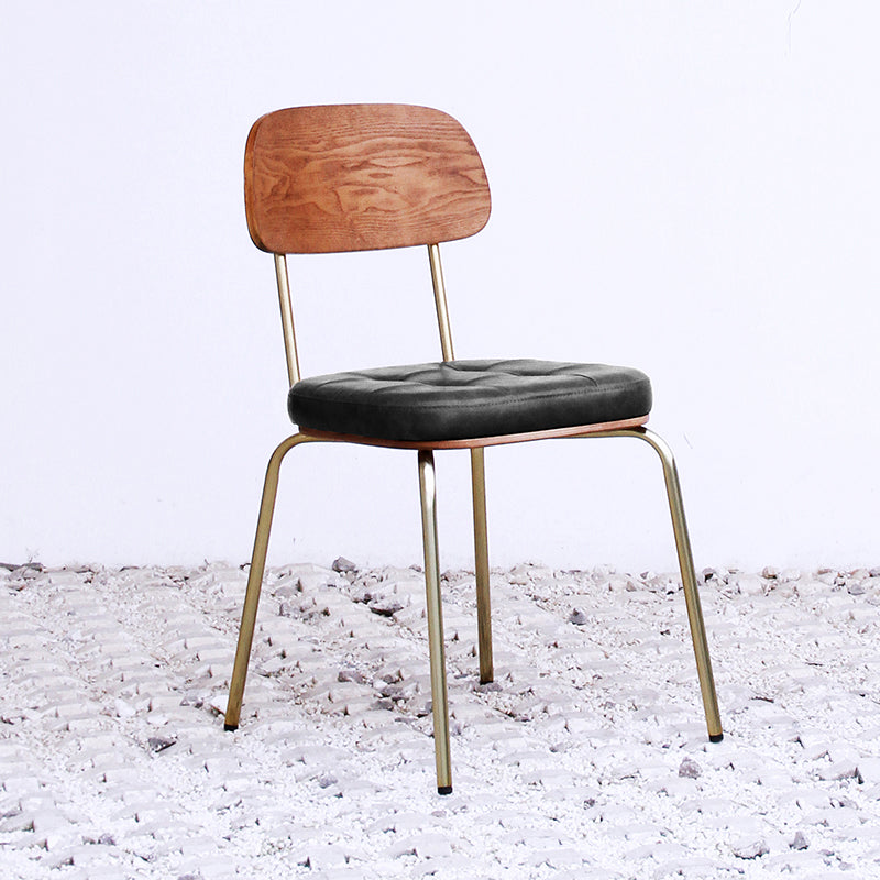 Industrial Style Leather Dining Side Chair Dining Room Open Back Side Chair Set Black 1 Piece Clearhalo ' kitchen&dining_furn' 'Dining Chairs' 'Dining Tables & Seating' 'dining_chair' 'furn' 'furn_dining_chair' 'Furniture' 'furniture_dining_chair' 'Kitchen & Dining Furniture' 'kitchen' 3650011