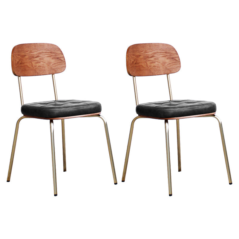 Industrial Style Leather Dining Side Chair Dining Room Open Back Side Chair Set Black 2 Piece Set Clearhalo ' kitchen&dining_furn' 'Dining Chairs' 'Dining Tables & Seating' 'dining_chair' 'furn' 'furn_dining_chair' 'Furniture' 'furniture_dining_chair' 'Kitchen & Dining Furniture' 'kitchen' 3650013