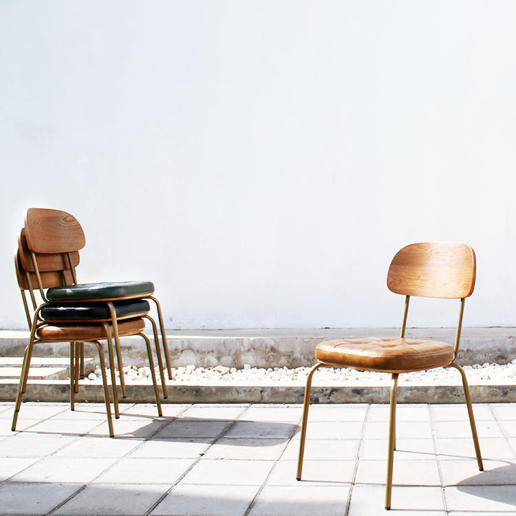 Industrial Style Leather Dining Side Chair Dining Room Open Back Side Chair Set Clearhalo ' kitchen&dining_furn' 'Dining Chairs' 'Dining Tables & Seating' 'dining_chair' 'furn' 'furn_dining_chair' 'Furniture' 'furniture_dining_chair' 'Kitchen & Dining Furniture' 'kitchen' 3650014