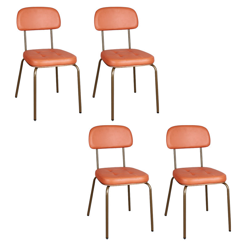 Industrial Style Leather Dining Side Chair Dining Room Open Back Side Chair Set Orange 4 Piece Set Clearhalo ' kitchen&dining_furn' 'Dining Chairs' 'Dining Tables & Seating' 'dining_chair' 'furn' 'furn_dining_chair' 'Furniture' 'furniture_dining_chair' 'Kitchen & Dining Furniture' 'kitchen' 3650021